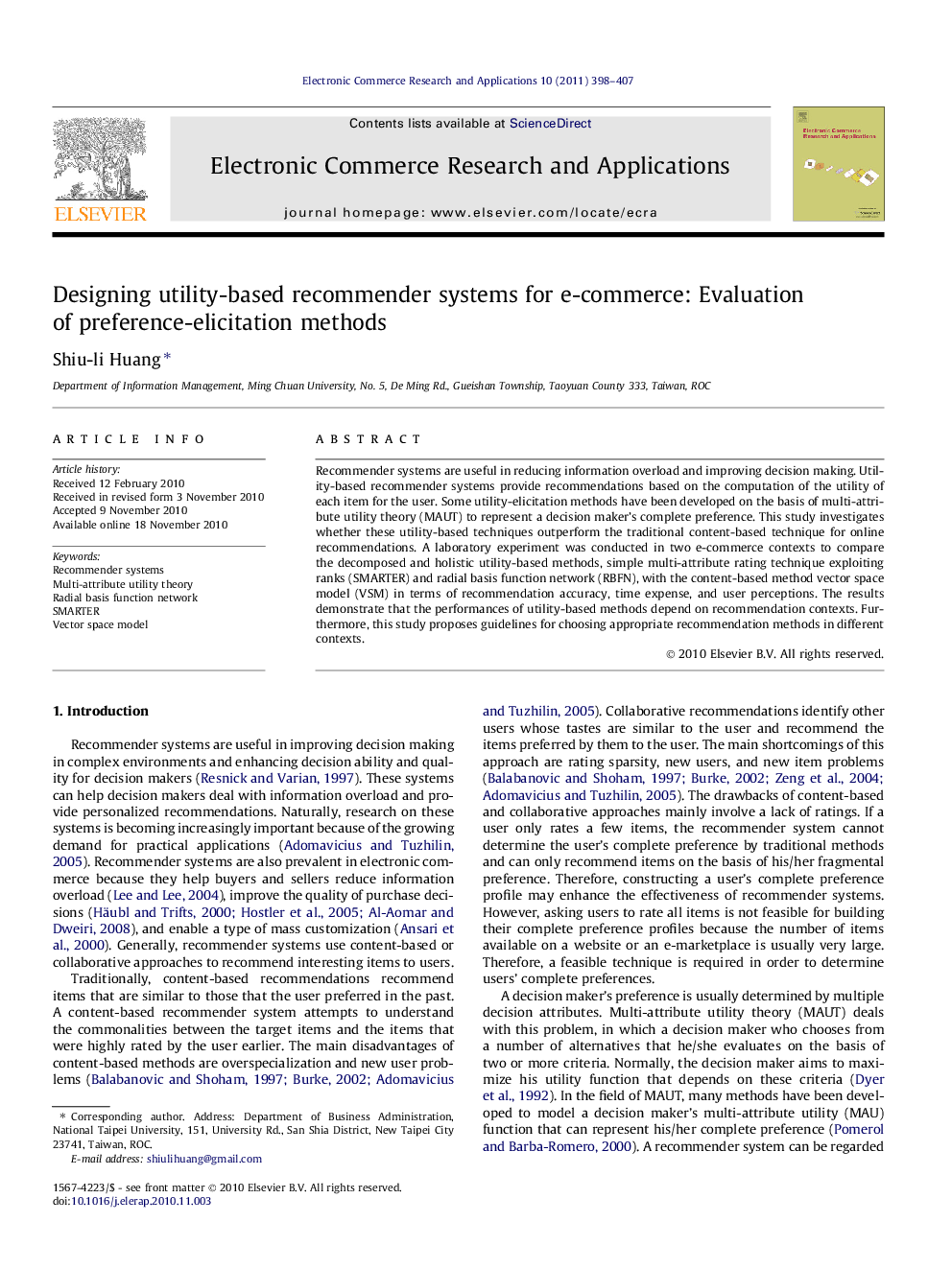 Designing utility-based recommender systems for e-commerce: Evaluation of preference-elicitation methods