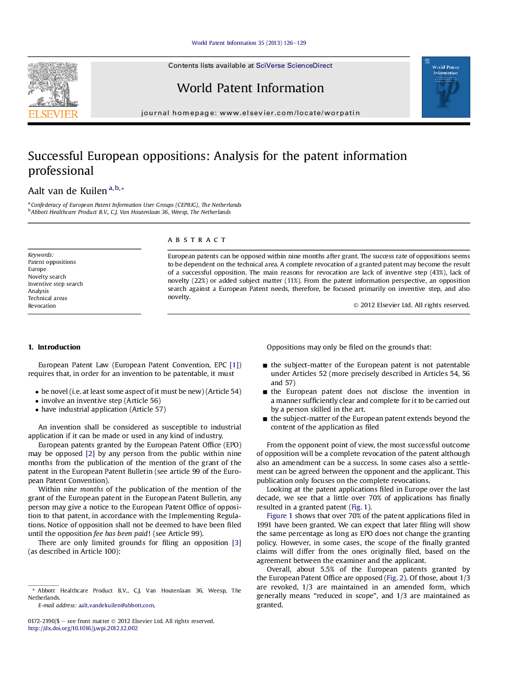 Successful European oppositions: Analysis for the patent information professional