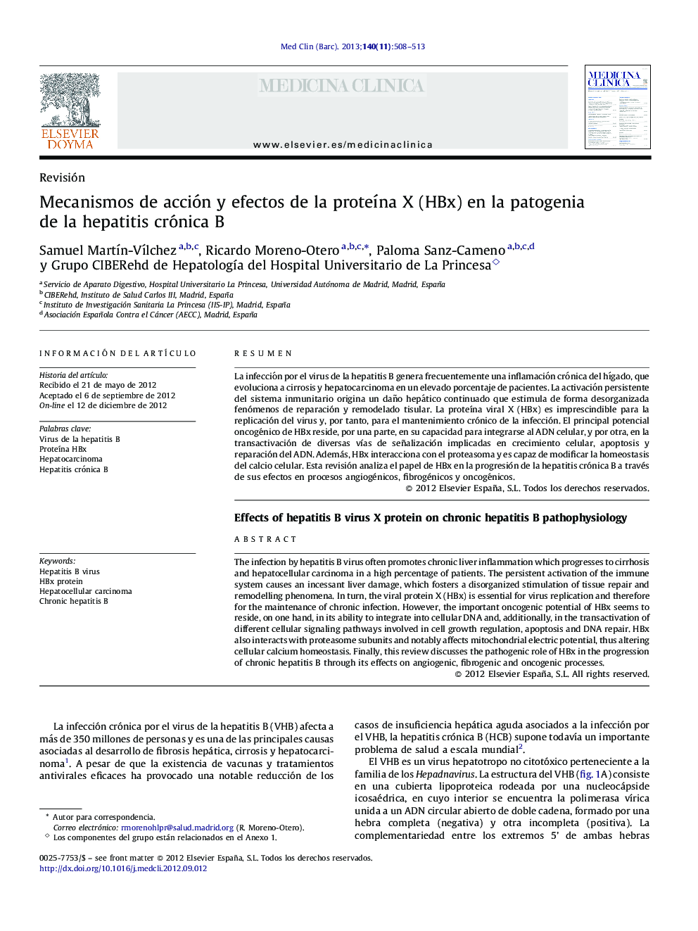 Mecanismos de acción y efectos de la proteÃ­na X (HBx) en la patogenia de la hepatitis crónica B