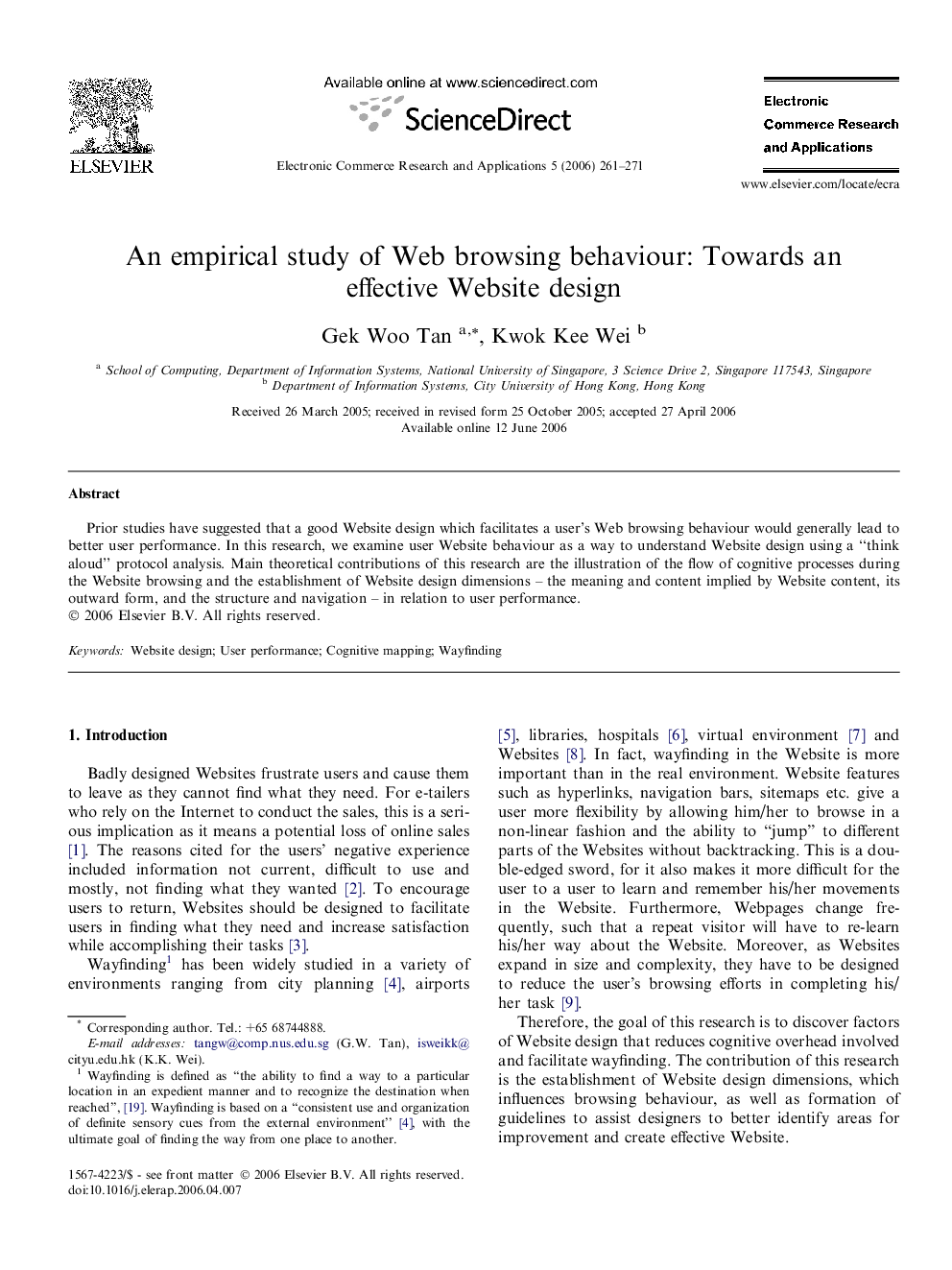 An empirical study of Web browsing behaviour: Towards an effective Website design