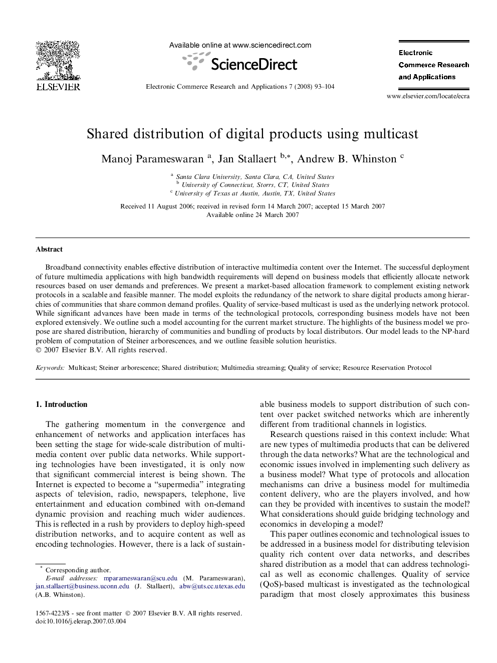 Shared distribution of digital products using multicast