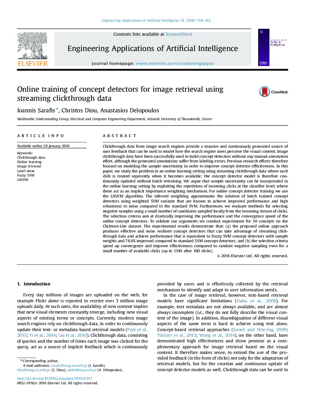 Online training of concept detectors for image retrieval using streaming clickthrough data