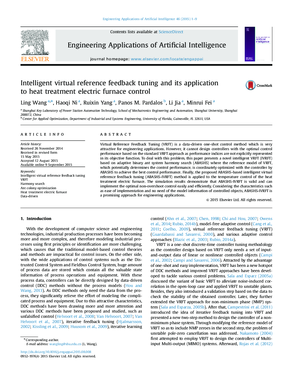 Intelligent virtual reference feedback tuning and its application to heat treatment electric furnace control