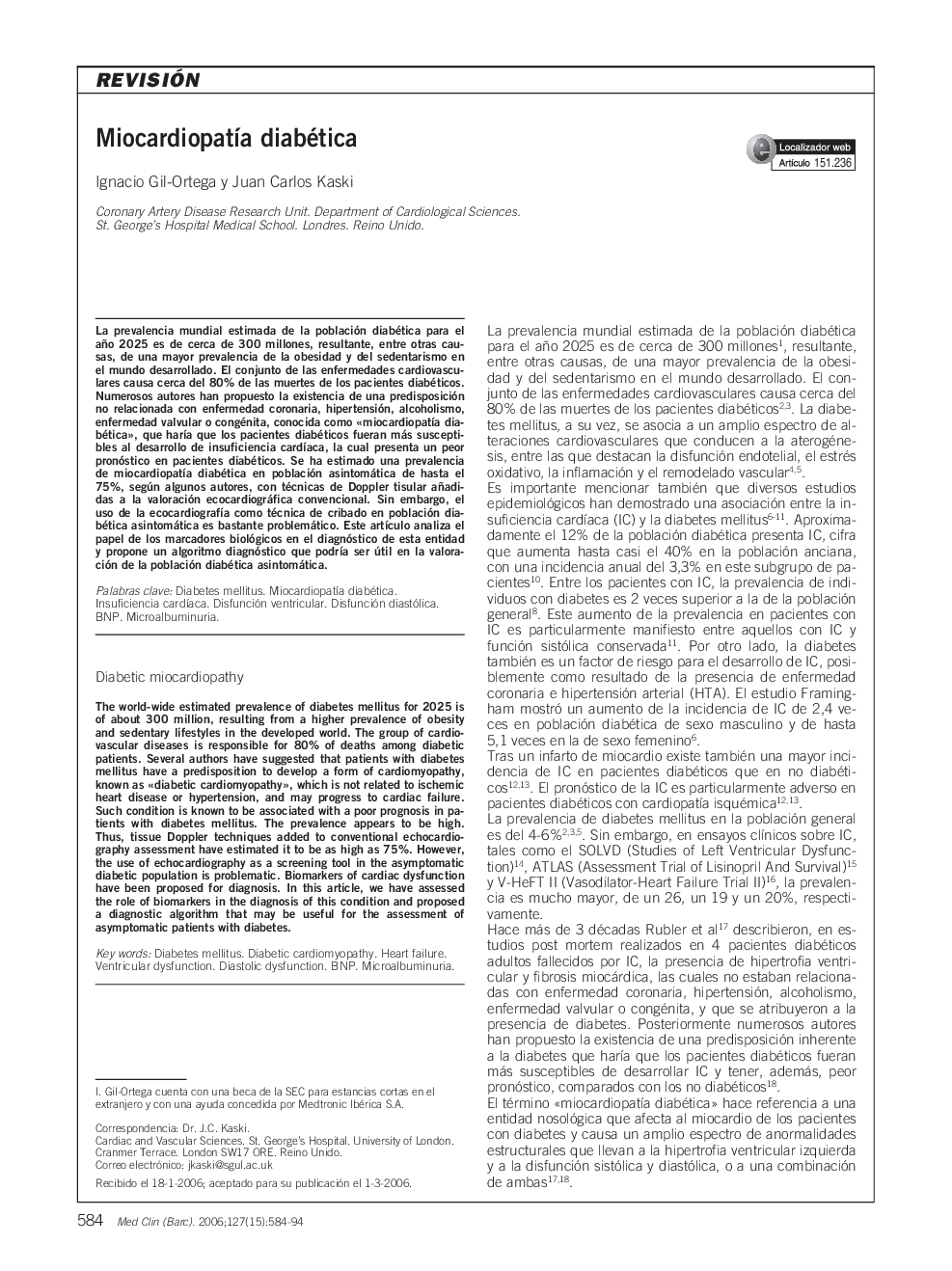 RevisiónMiocardiopatÃ­a diabéticaDiabetic miocardiopathy