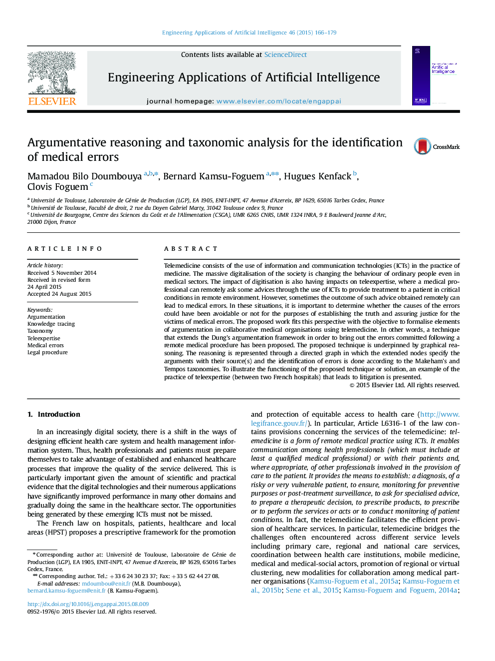 Argumentative reasoning and taxonomic analysis for the identification of medical errors