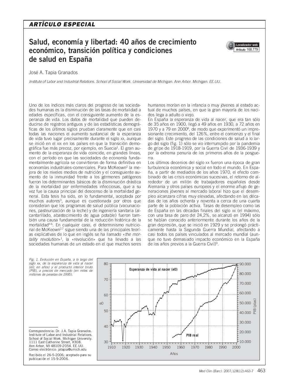 Salud, economÃ­a y libertad: 40 años de crecimiento económico, transición polÃ­tica y condiciones de salud en España