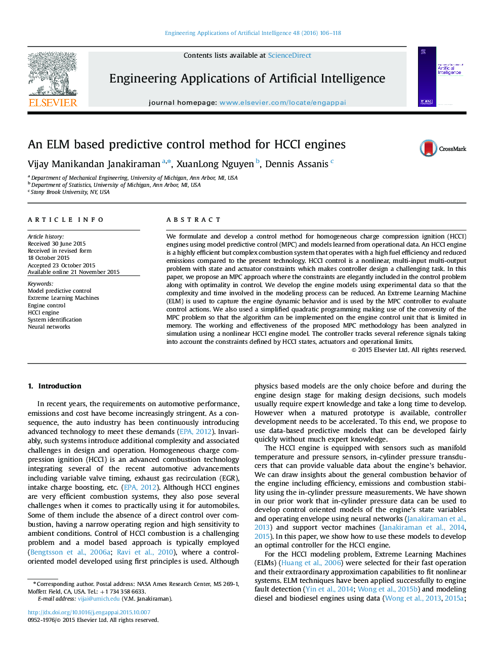 An ELM based predictive control method for HCCI engines