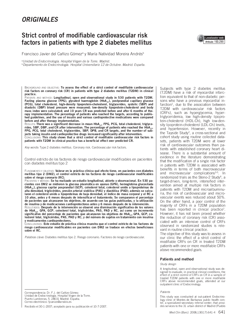 Strict control of modifiable cardiovascular risk factors in patients with type 2 diabetes mellitus