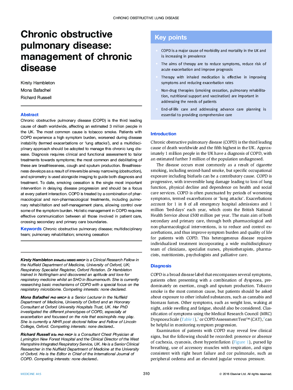 Chronic obstructive pulmonary disease: management of chronic disease