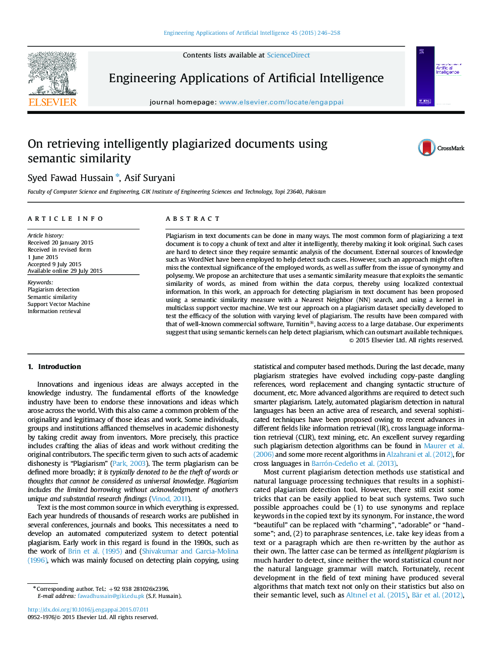 On retrieving intelligently plagiarized documents using semantic similarity