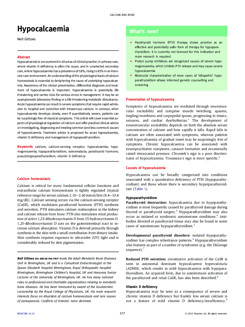 Hypocalcaemia