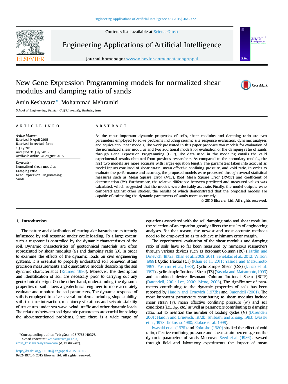 New Gene Expression Programming models for normalized shear modulus and damping ratio of sands