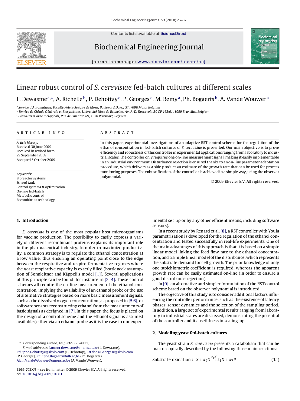 Linear robust control of S. cerevisiae fed-batch cultures at different scales