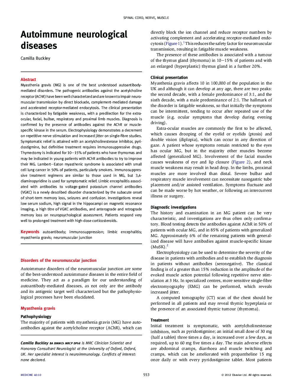 Autoimmune neurological diseases