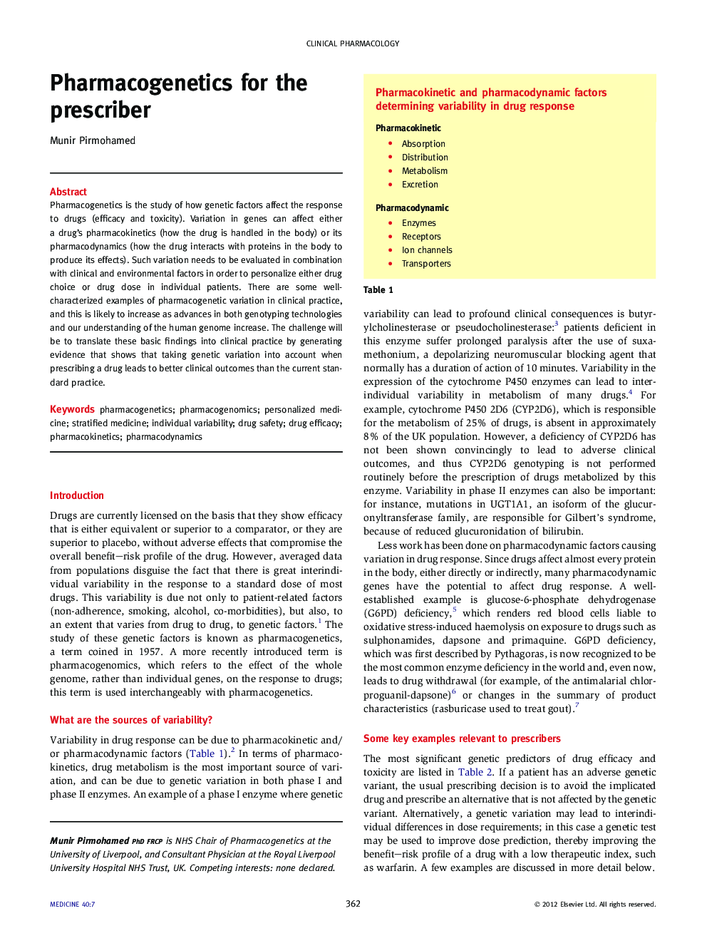 Pharmacogenetics for the prescriber