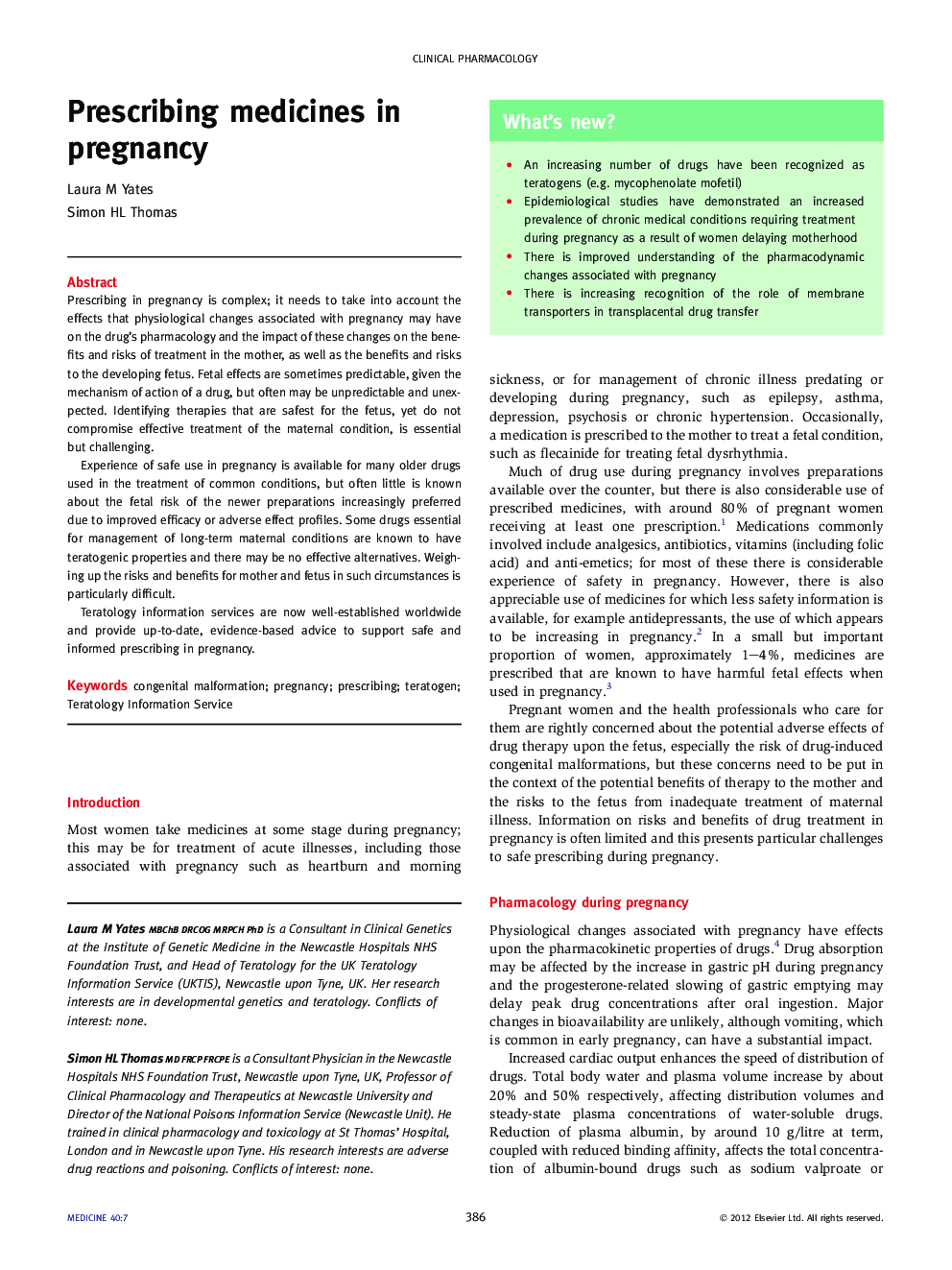 Prescribing medicines in pregnancy