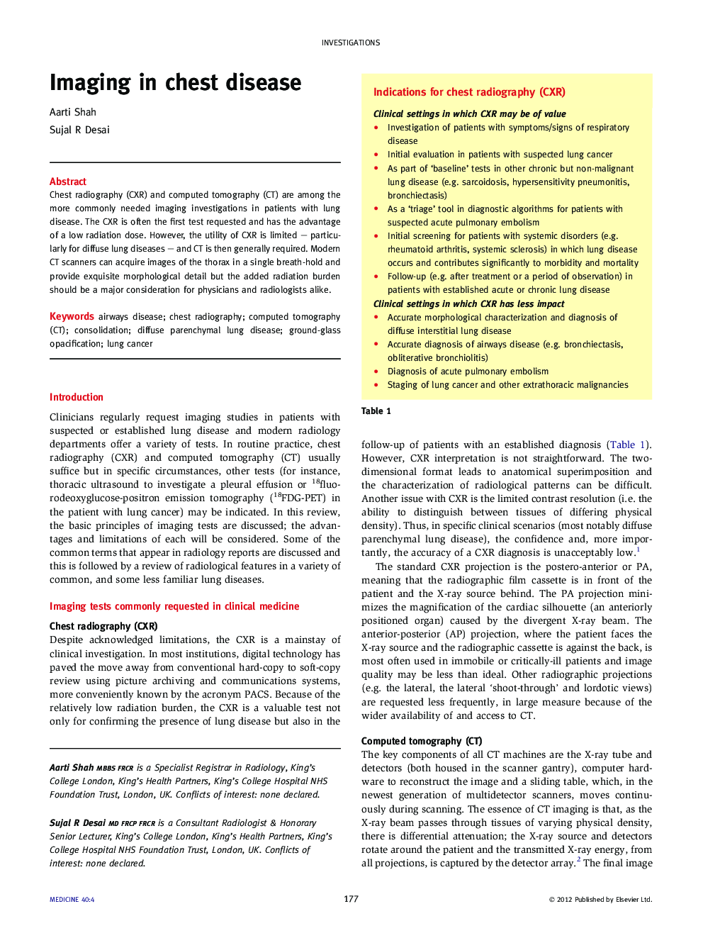 Imaging in chest disease