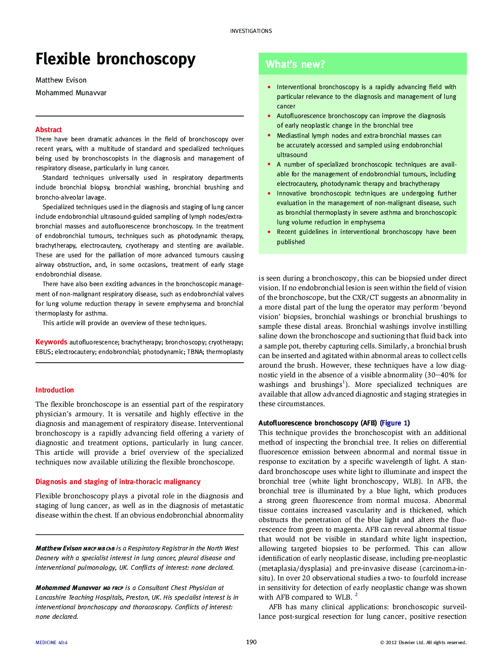 Flexible bronchoscopy