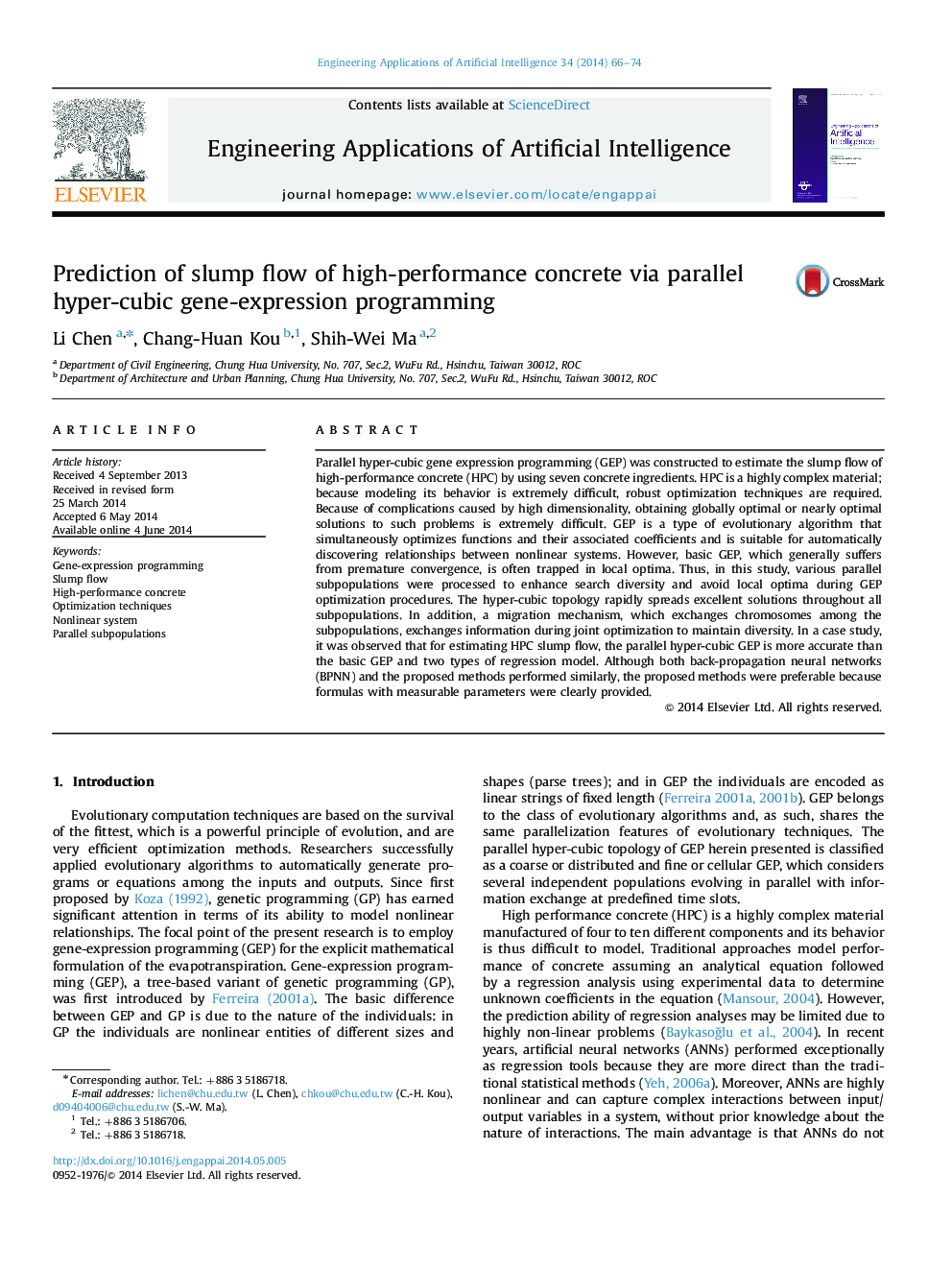 Prediction of slump flow of high-performance concrete via parallel hyper-cubic gene-expression programming