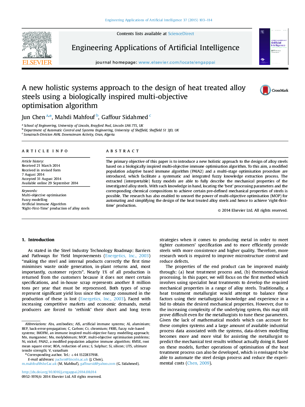 A new holistic systems approach to the design of heat treated alloy steels using a biologically inspired multi-objective optimisation algorithm