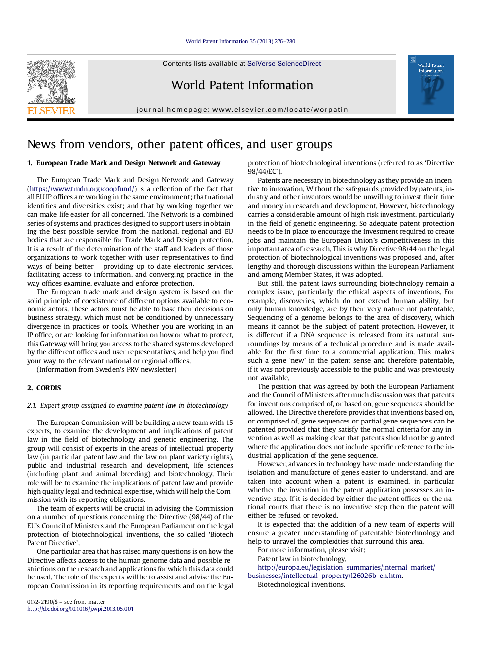 News from vendors, other patent offices, and user groups