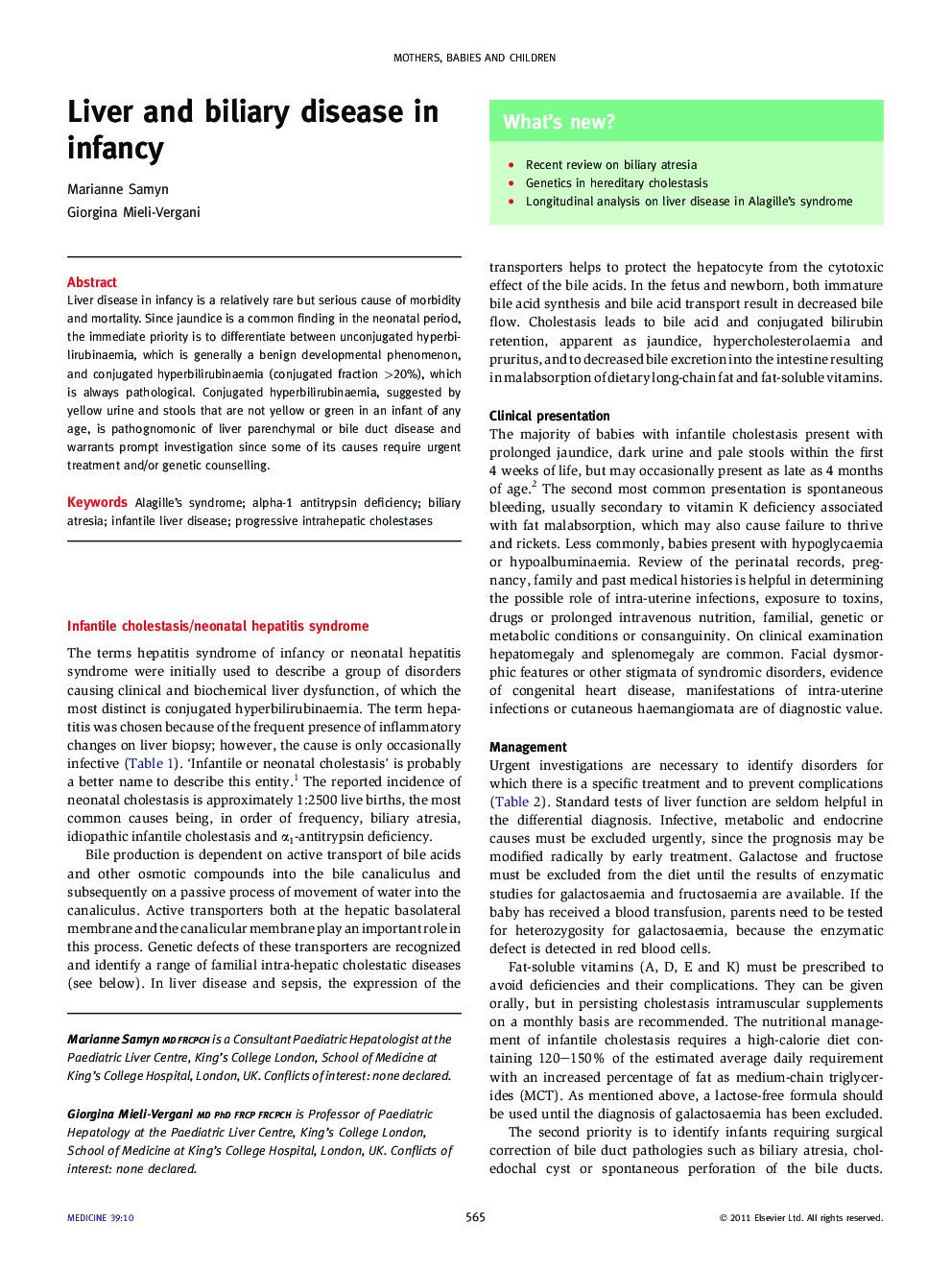 Liver and biliary disease in infancy