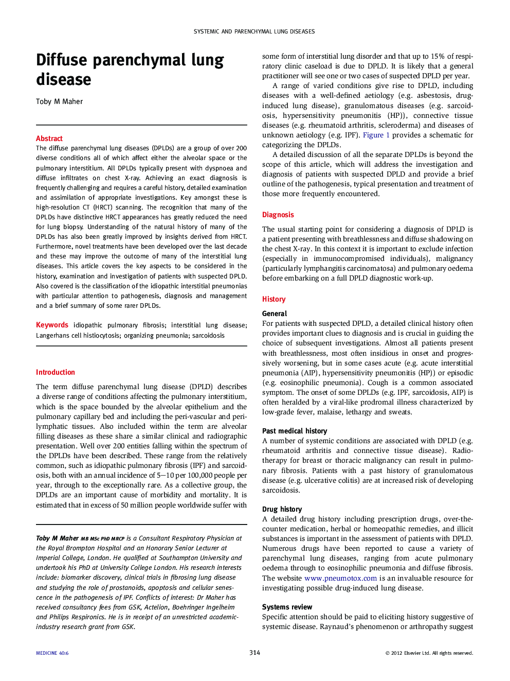 Diffuse parenchymal lung disease