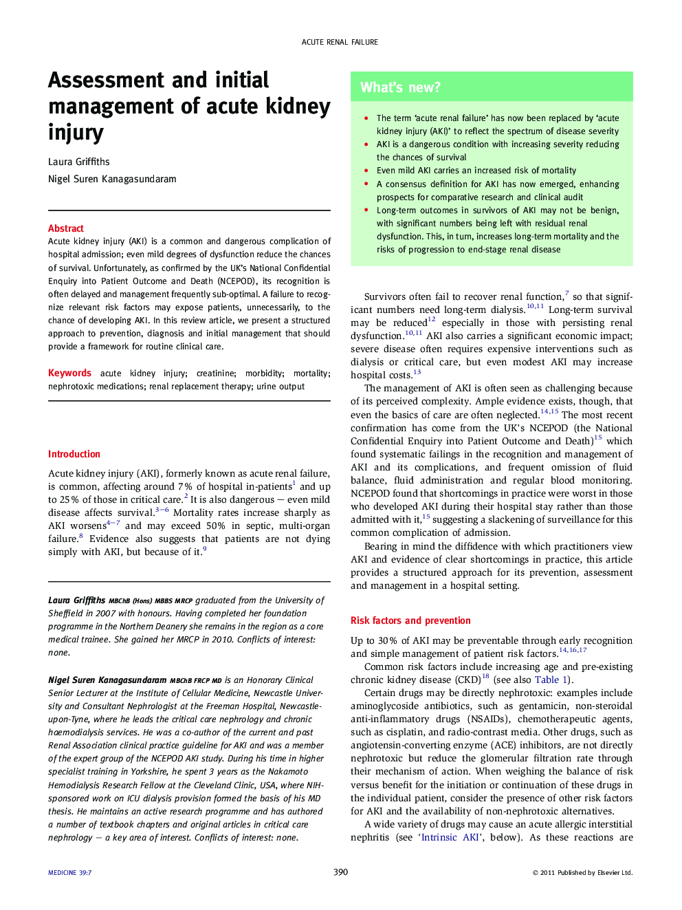 Assessment and initial management of acute kidney injury
