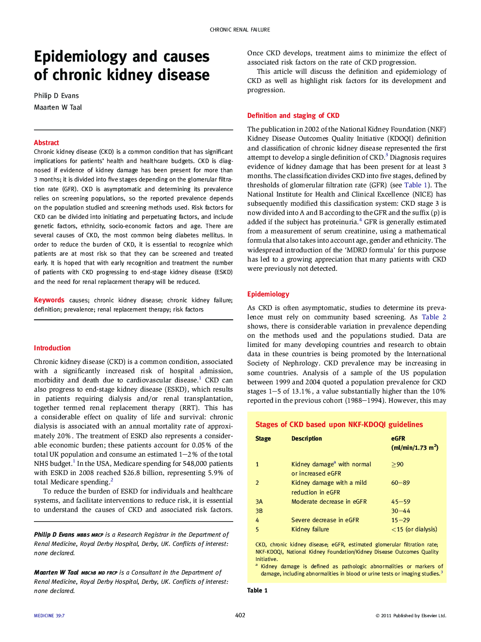 Epidemiology and causes of chronic kidney disease