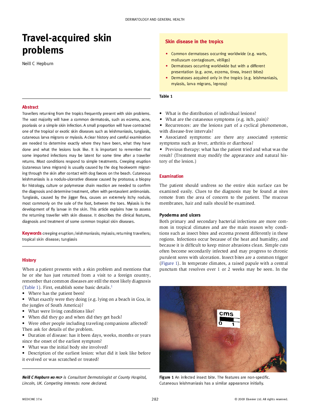 Travel-acquired skin problems