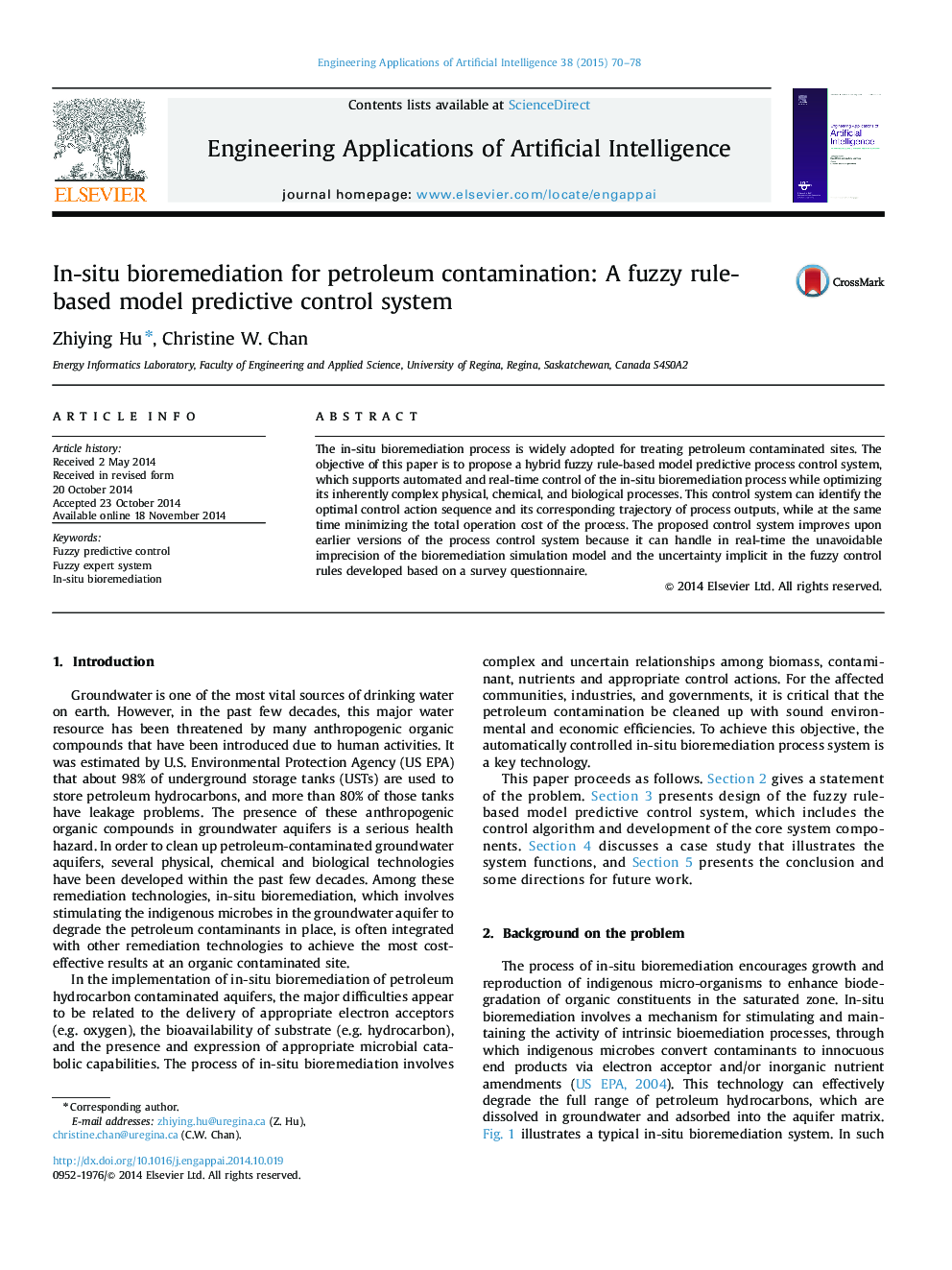 In-situ bioremediation for petroleum contamination: A fuzzy rule-based model predictive control system