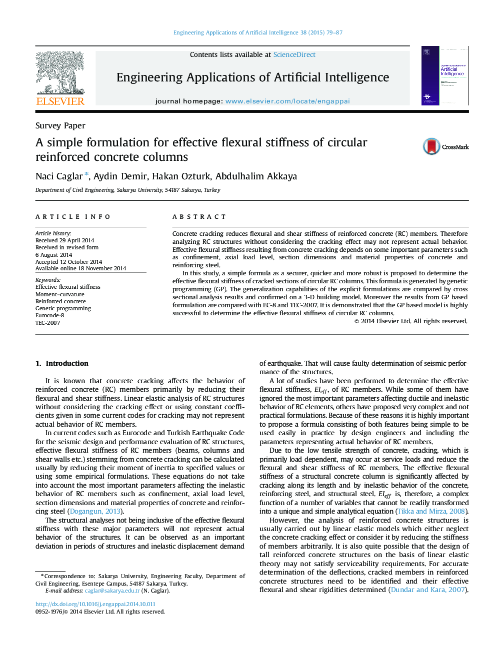 A simple formulation for effective flexural stiffness of circular reinforced concrete columns