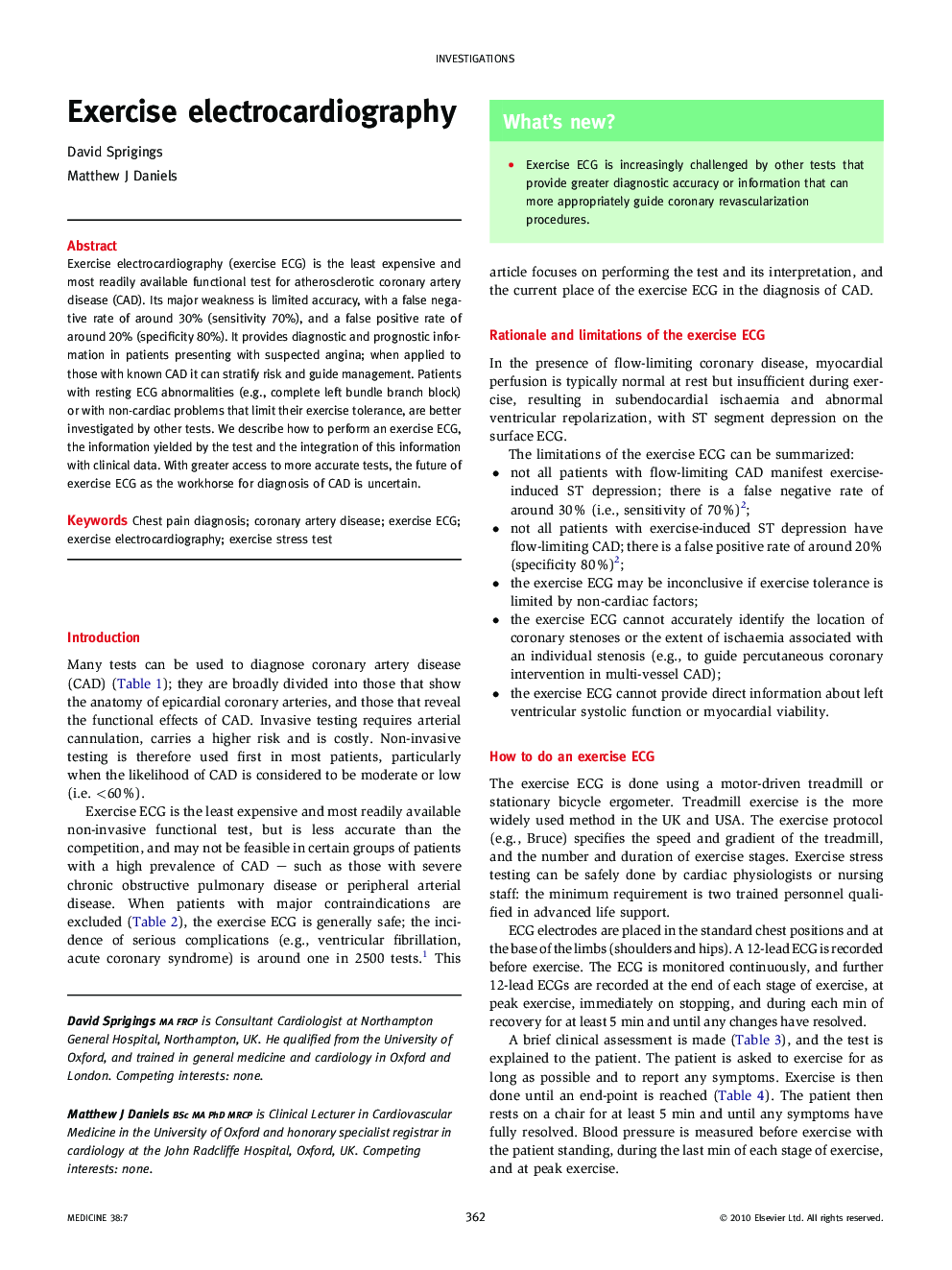 Exercise electrocardiography