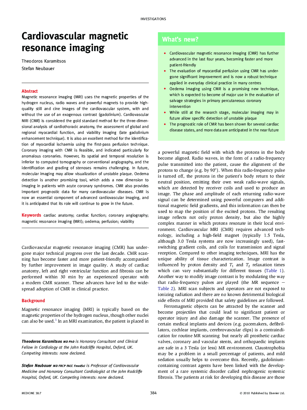 Cardiovascular magnetic resonance imaging