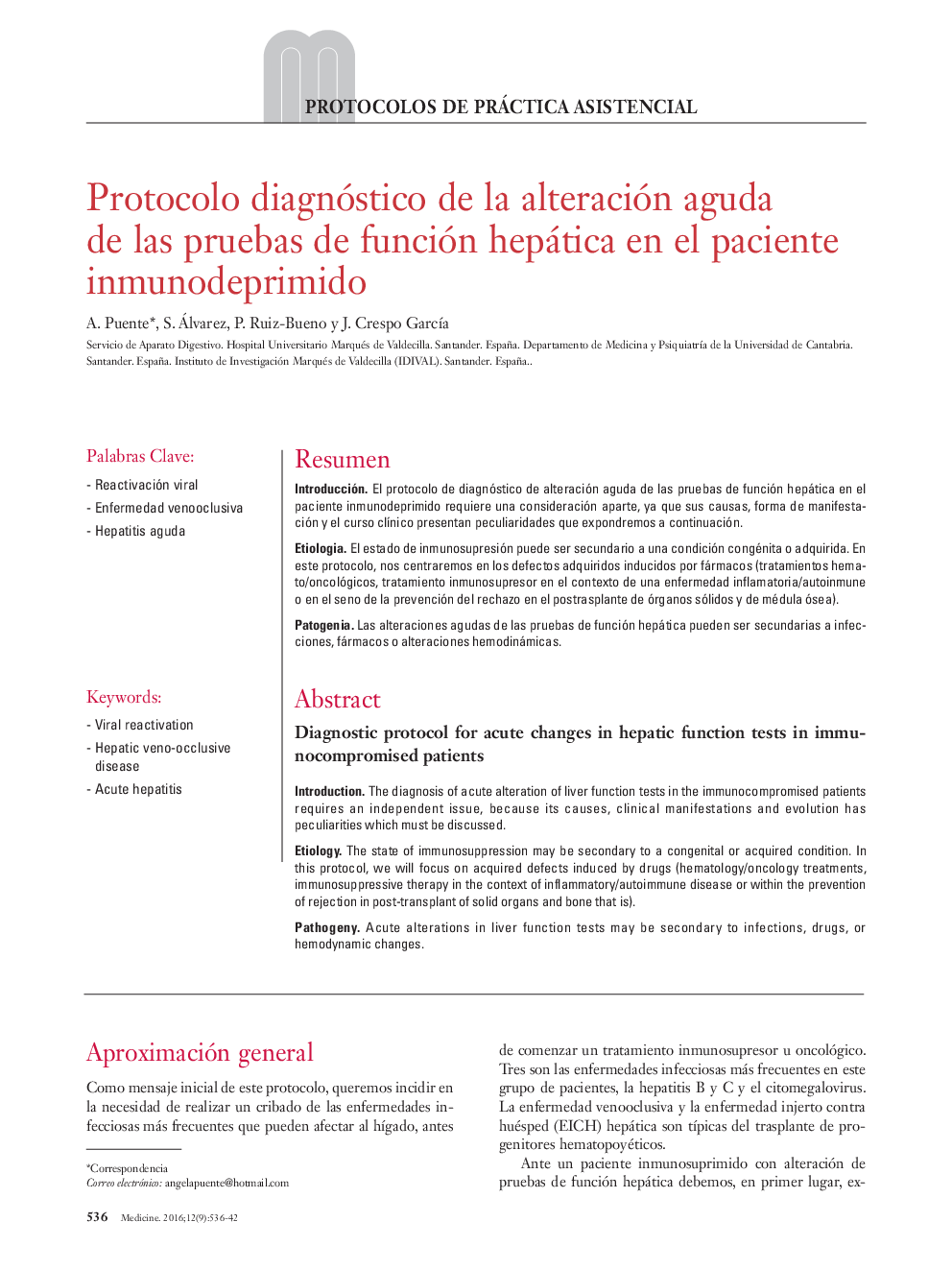 Protocolo diagnóstico de la alteración aguda de las pruebas de función hepática en el paciente inmunodeprimido