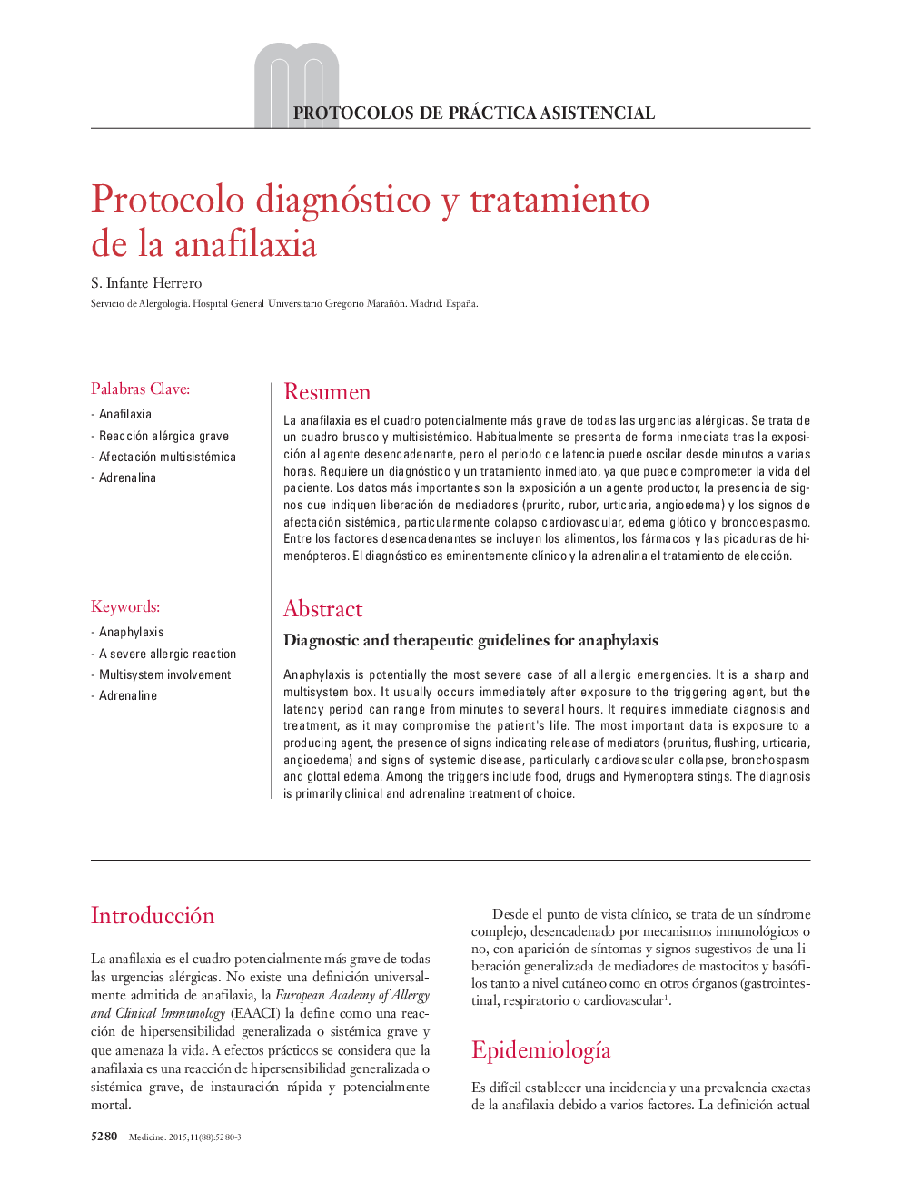 Protocolo diagnóstico y tratamiento de la anafilaxia