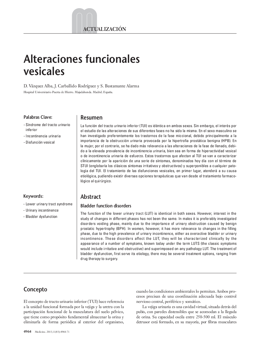 Alteraciones funcionales vesicales