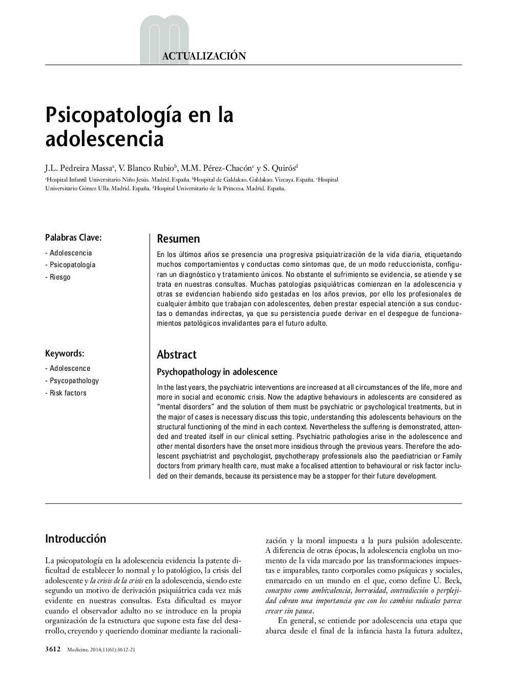 Psicopatología en la adolescencia