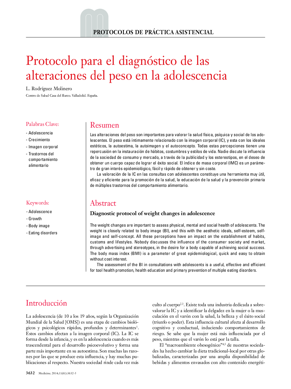 Protocolo para el diagnóstico de las alteraciones del peso en la adolescencia