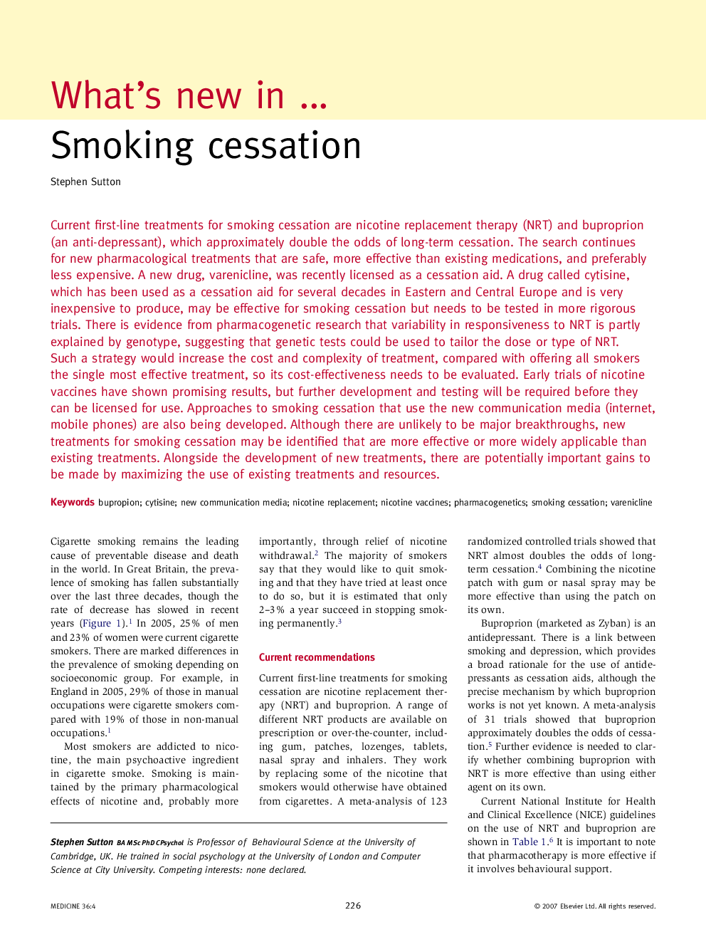 Smoking cessation