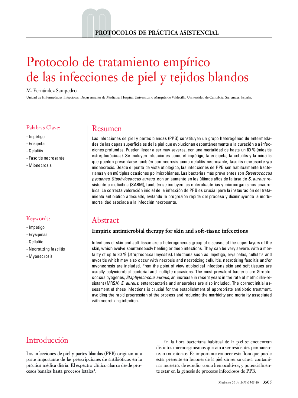 Protocolo de tratamiento empírico de las infecciones de piel y tejidos blandos