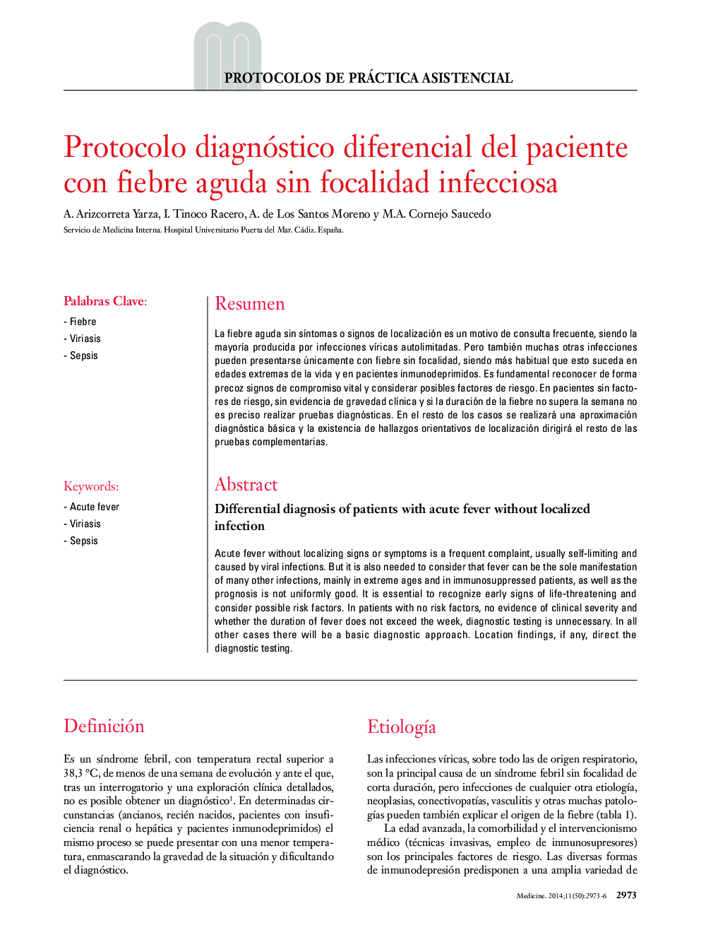 Protocolo diagnóstico diferencial del paciente con fiebre aguda sin focalidad infecciosa