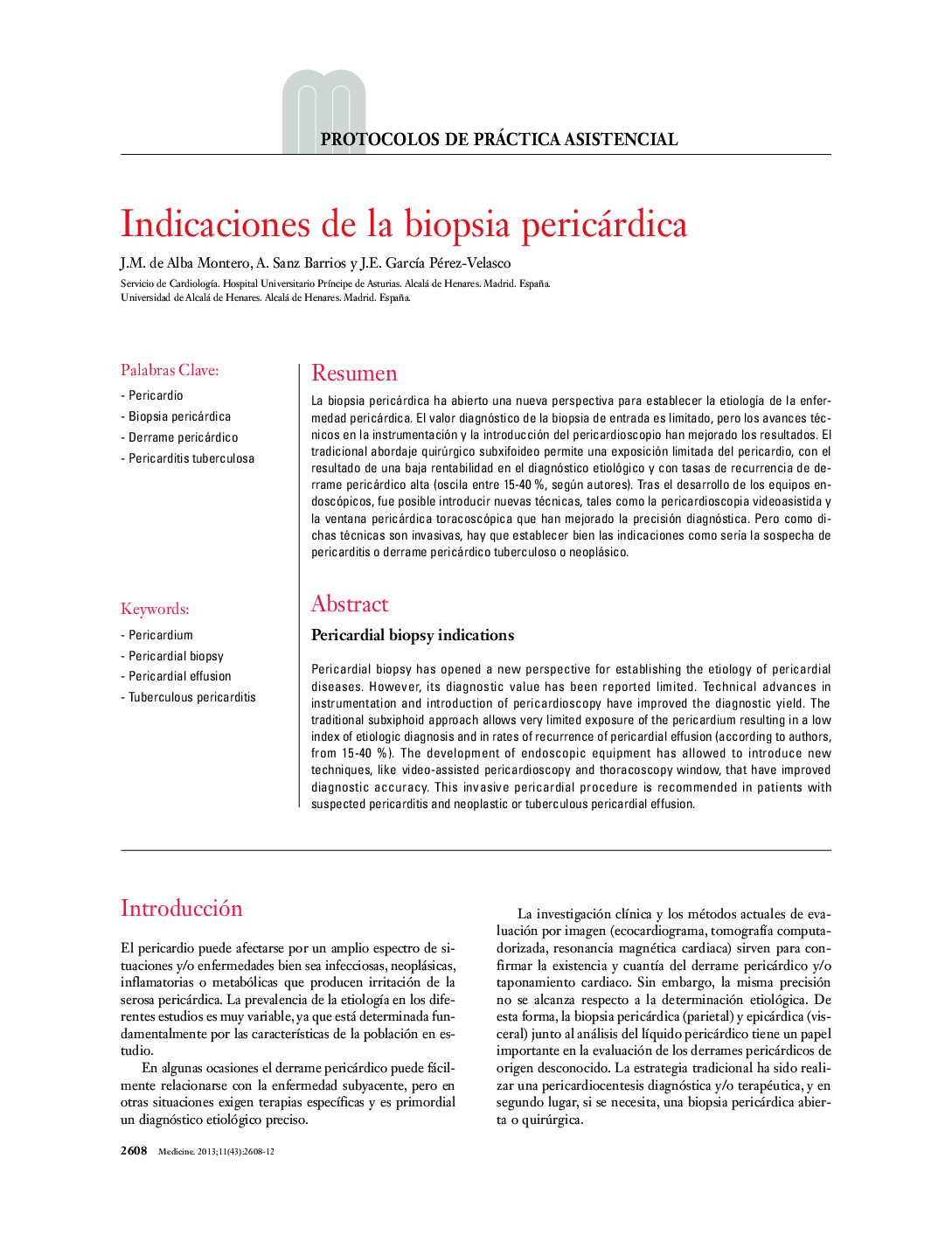 Indicaciones de la biopsia pericárdica