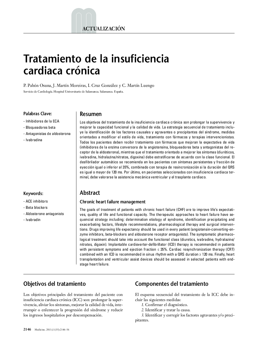 Tratamiento de la insuficiencia cardiaca crónica