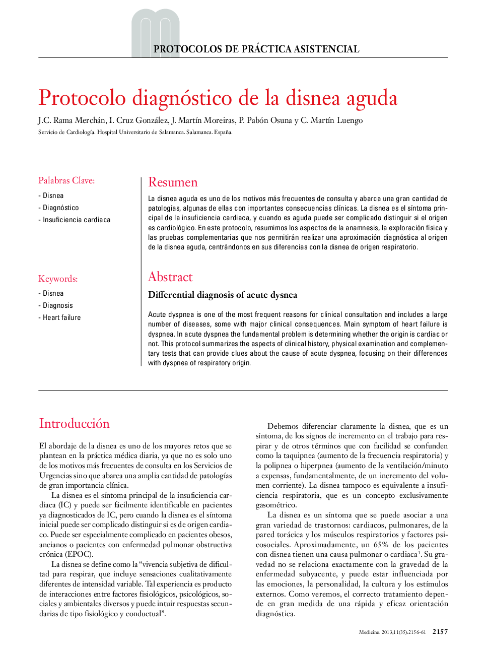 Protocolo diagnóstico de la disnea aguda