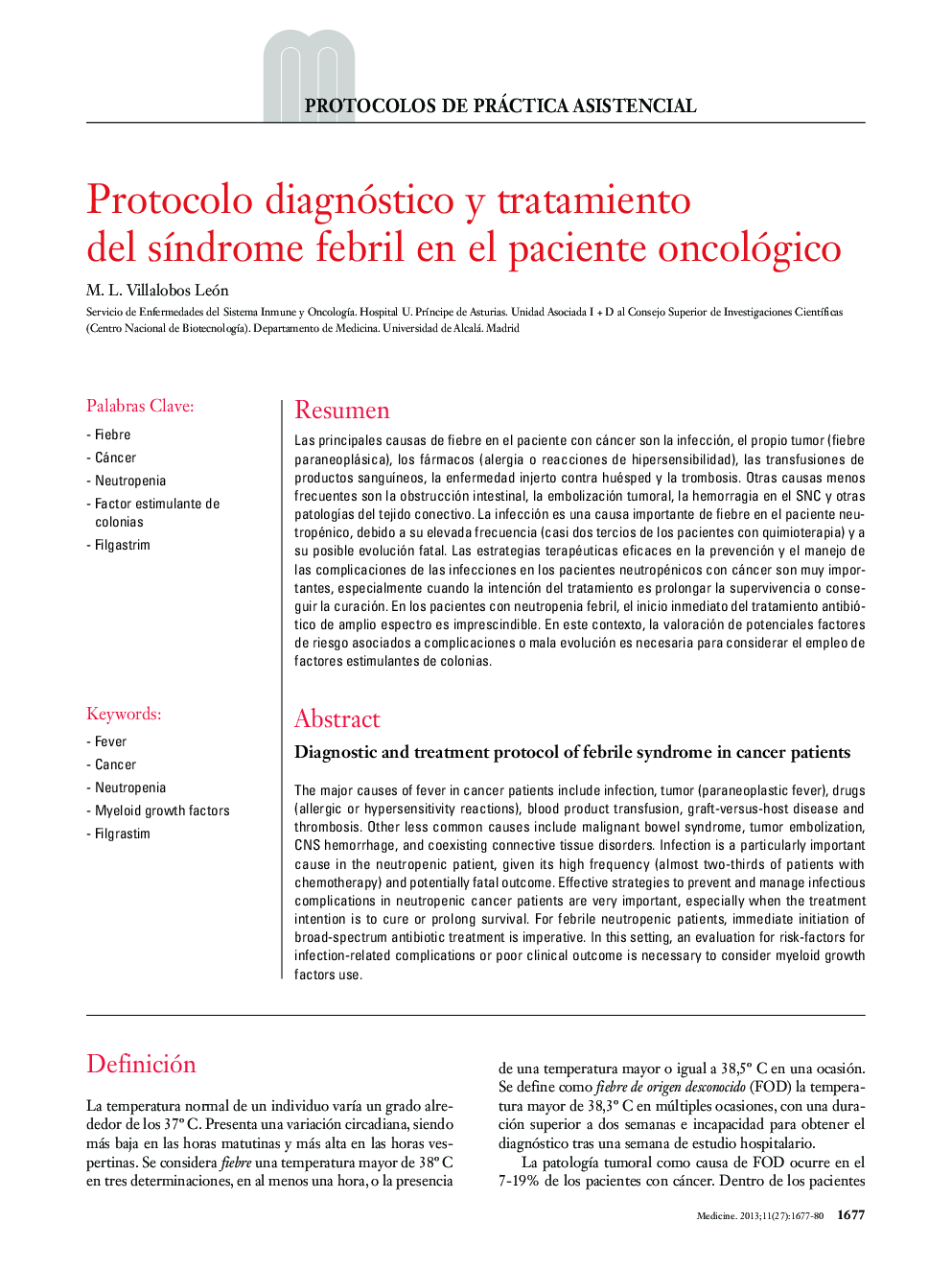 Protocolo diagnóstico y tratamiento del sÃ­ndrome febril en el paciente oncológico