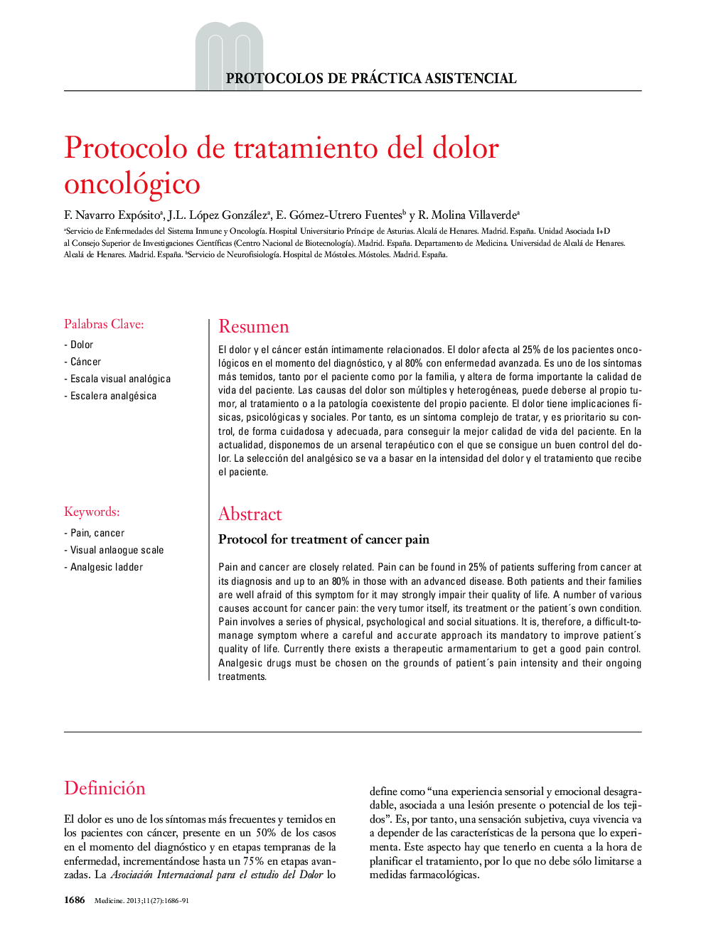 Protocolo de tratamiento del dolor oncológico