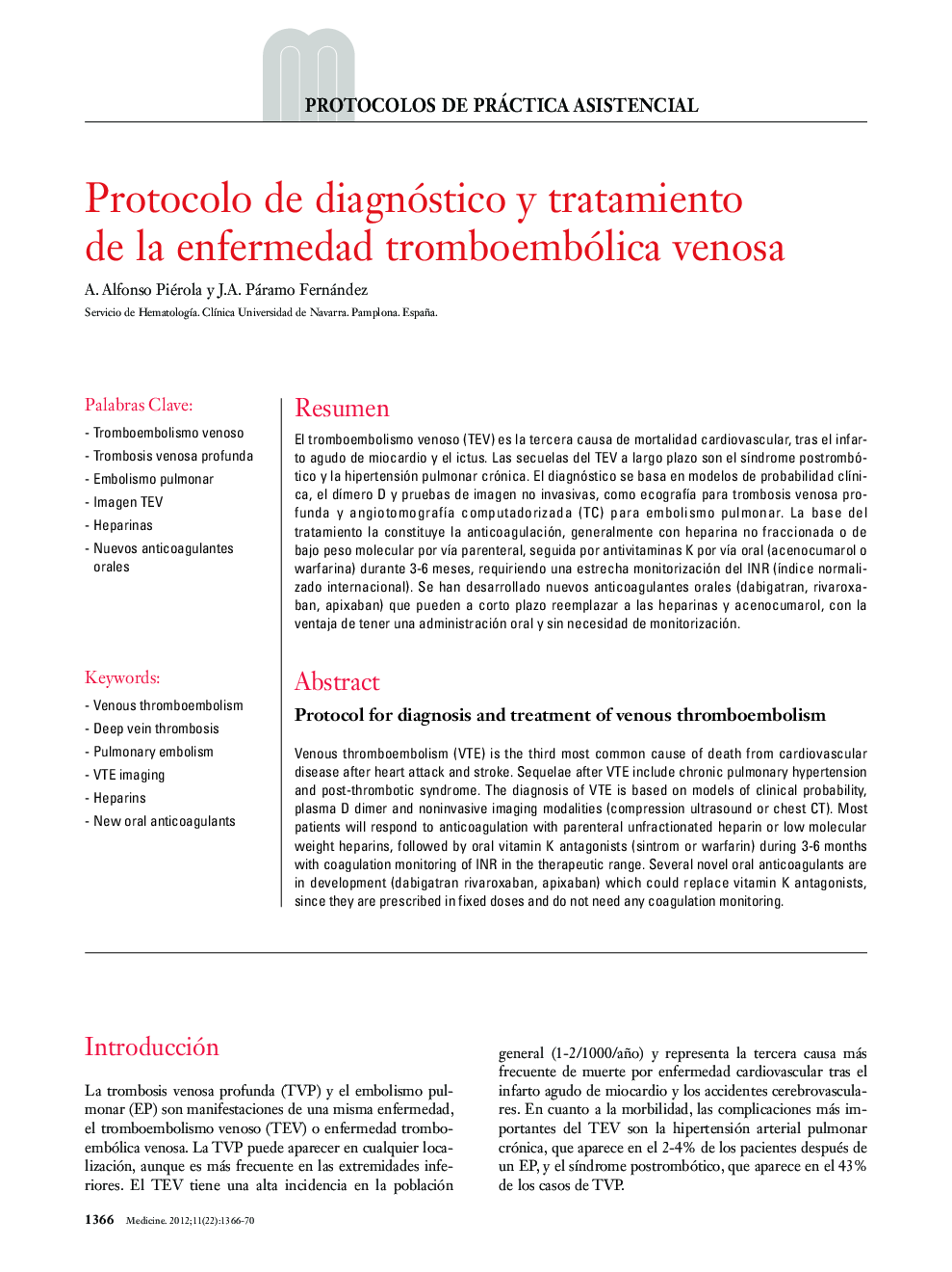 Protocolo de diagnóstico y tratamiento de la enfermedad tromboembólica venosa