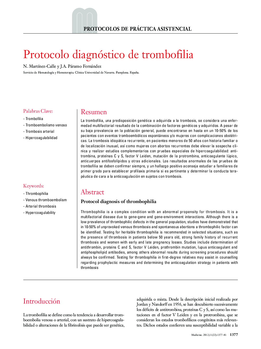 Protocolo diagnóstico de trombofilia
