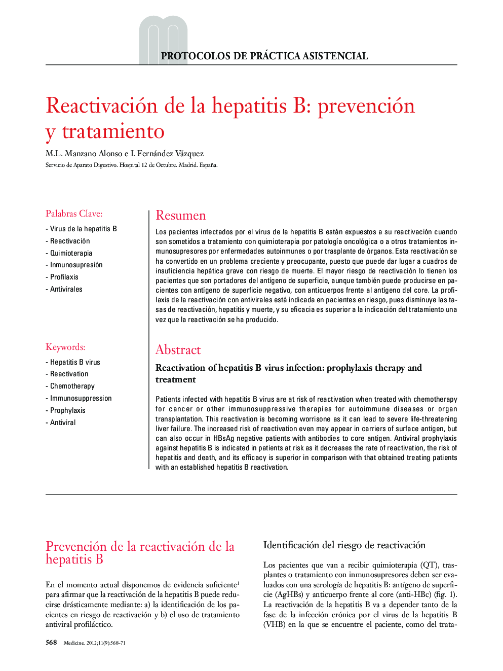 Reactivación de la hepatitis B: prevención y tratamiento